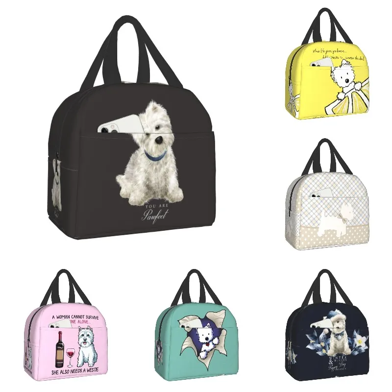 

Westie West Highland White Terrier Dog Portable Lunch Box for Women Kids School Thermal Cooler Warm Food Insulated Lunch Bag
