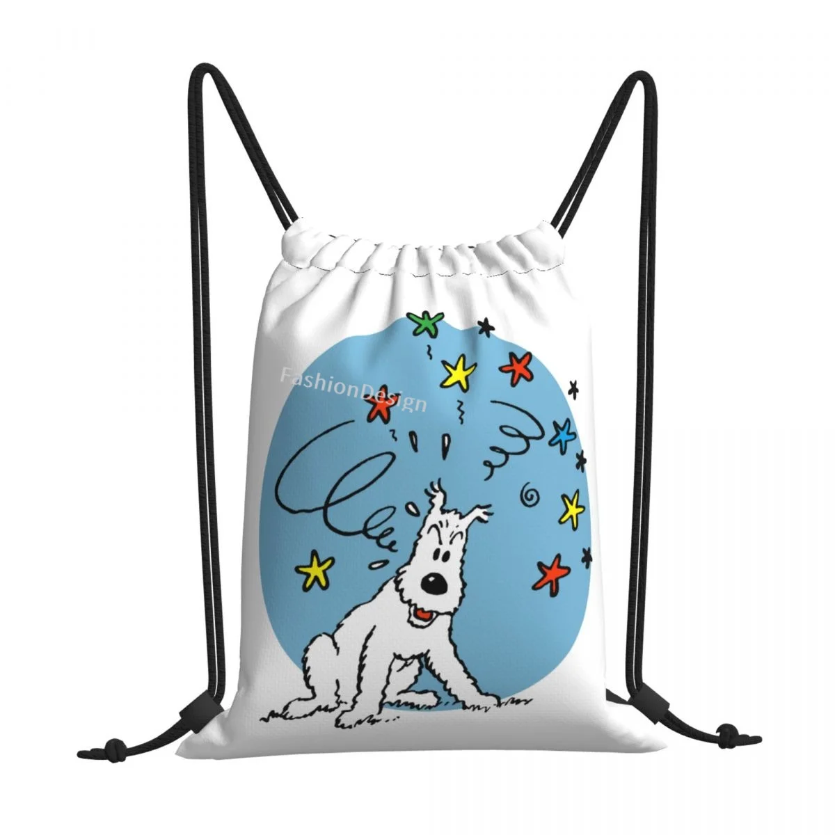 

Snowy The Adventures of TTin Fantasy Comics Portable Hiking Drawstring Bags Riding Backpack Gym Clothes Storage Backpacks
