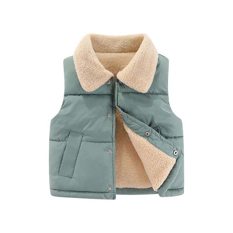 1pcs Girls Boys Down Vest Children Plush Vest Winter Baby Thickened Vests Boy's Coat Girl's Sleeveless Jacket Kids Waistcoat - Image 4