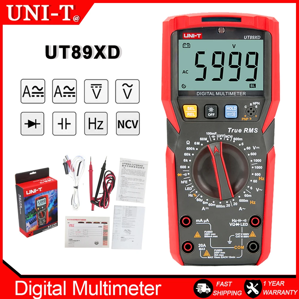 

UNI-T UT89X UT89XD Professional Digital Multimeter True RMS AC DC Voltmeter Ammeter Frequency Current Voltage Tester Multi Meter