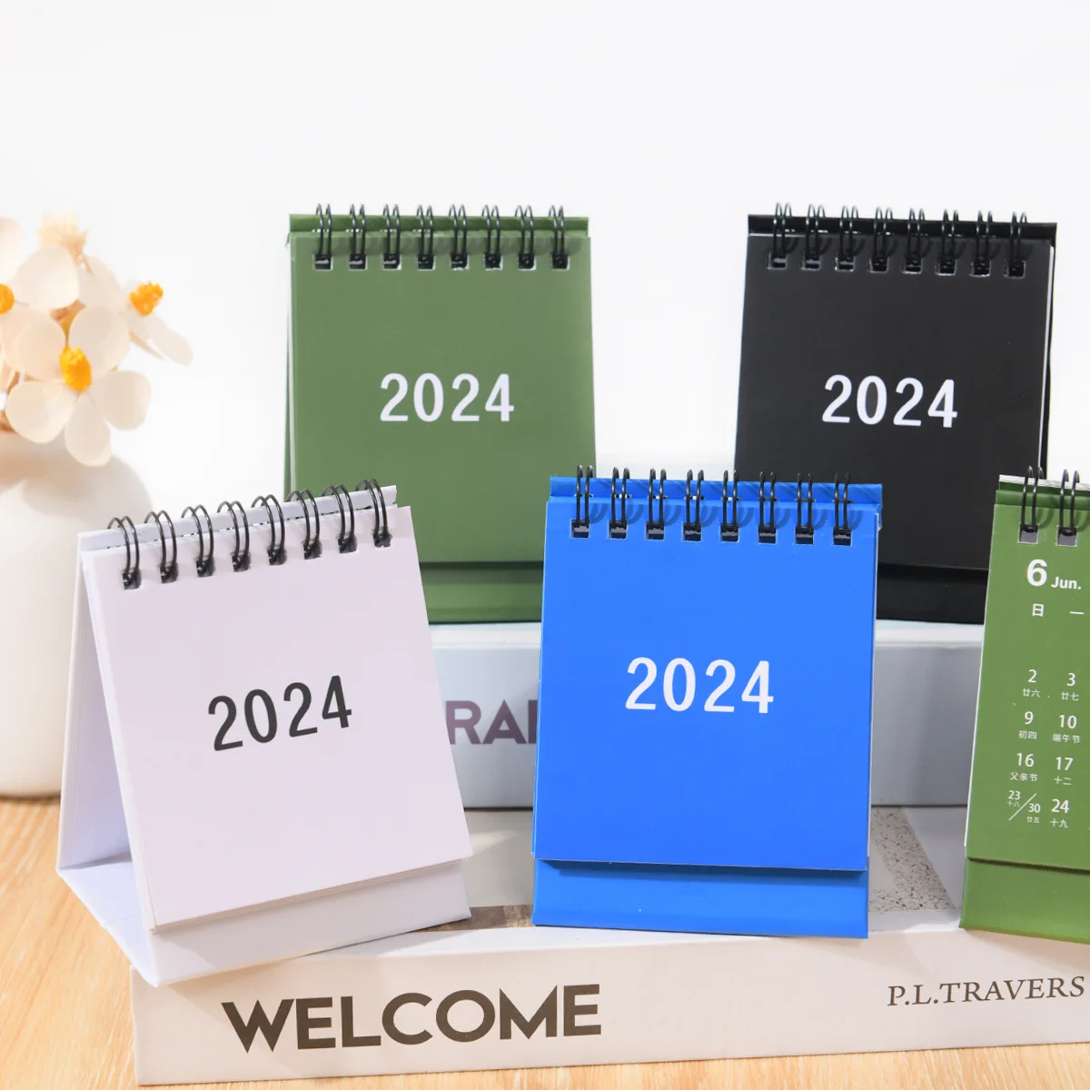 

2024 Morandi Solid Color Mini Calendar DIY Portable Desktop Calendars Dual Daily Schedule Table Planner 2023.09-2024.12