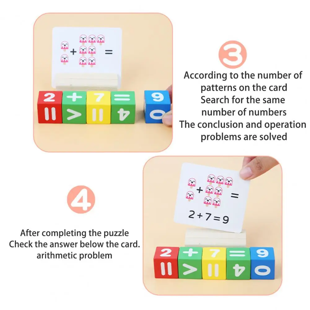 Educational Math Toys Educational Math Toy Set for Kids Addition Subtraction Multiplication Division Flashcards with Square