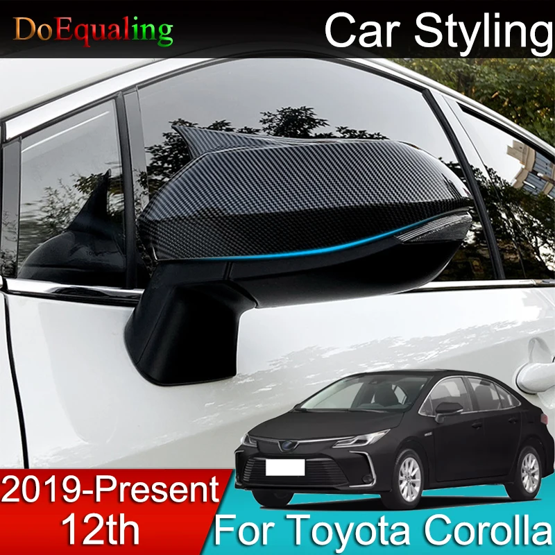 

Car Rearview Mirror Cover Reversing Horn 2 Pcs/set Carbon Black for Toyota Corolla 12th 2019 2020 2021 2022 Accessorie Interior