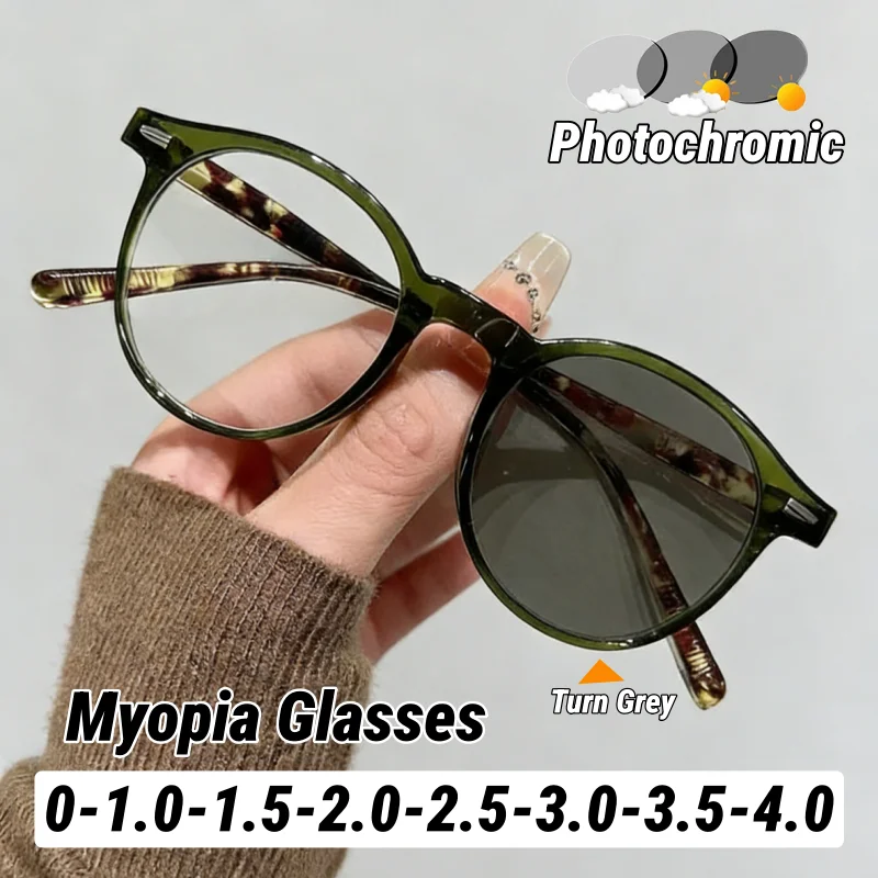 Enhanced Retro Round Frame Photochromic Glasses - HD Blue Light Blocking & UV Protection