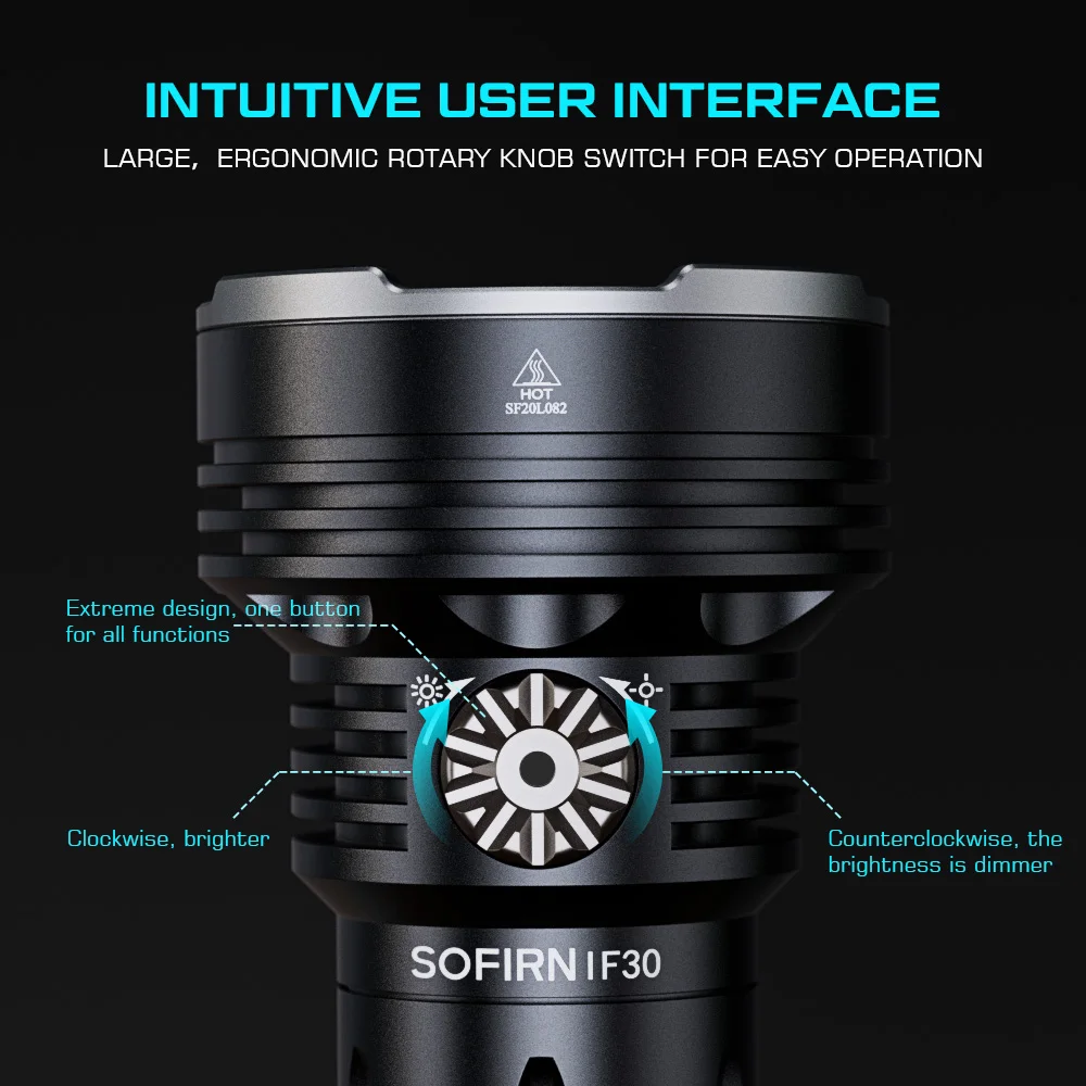 Фонарик Sofirn IF30 LUMINUS SFT40, яркий фонарик с аккумулятором 32650 лм, перезаряжаемый от USB C, для походов