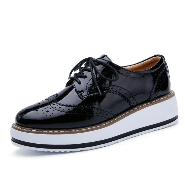 Leather-Look Heeled Oxfords – Smart Lace-Up Dress Shoes