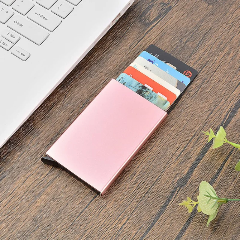 Credit Card Holder Anti-theft ID Credit Card Holder Minimalist Thin Aluminum Metal Wallets Pocket Case Bank Women Men Credit Card Box