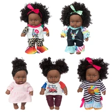 

Black African Reborn Doll Full Silicone American Wild-curl Baby Play Dolls for Kids DIY Goll Girl Clothes Can Removed Cleaned