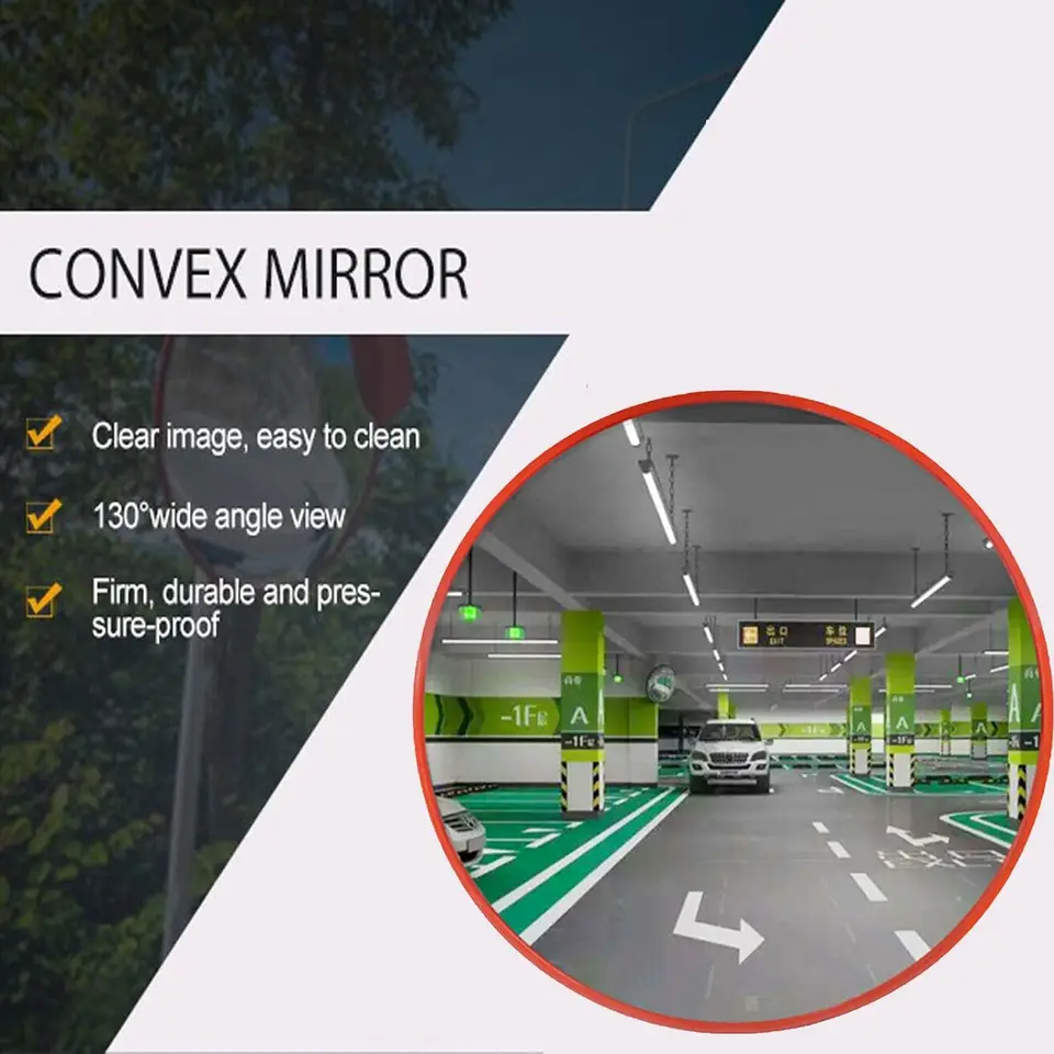 Traffic Mirror 60cm 24" Convex Road Mirror Unbreakable 130 Degree Wide Angle Blind Spot Mirror