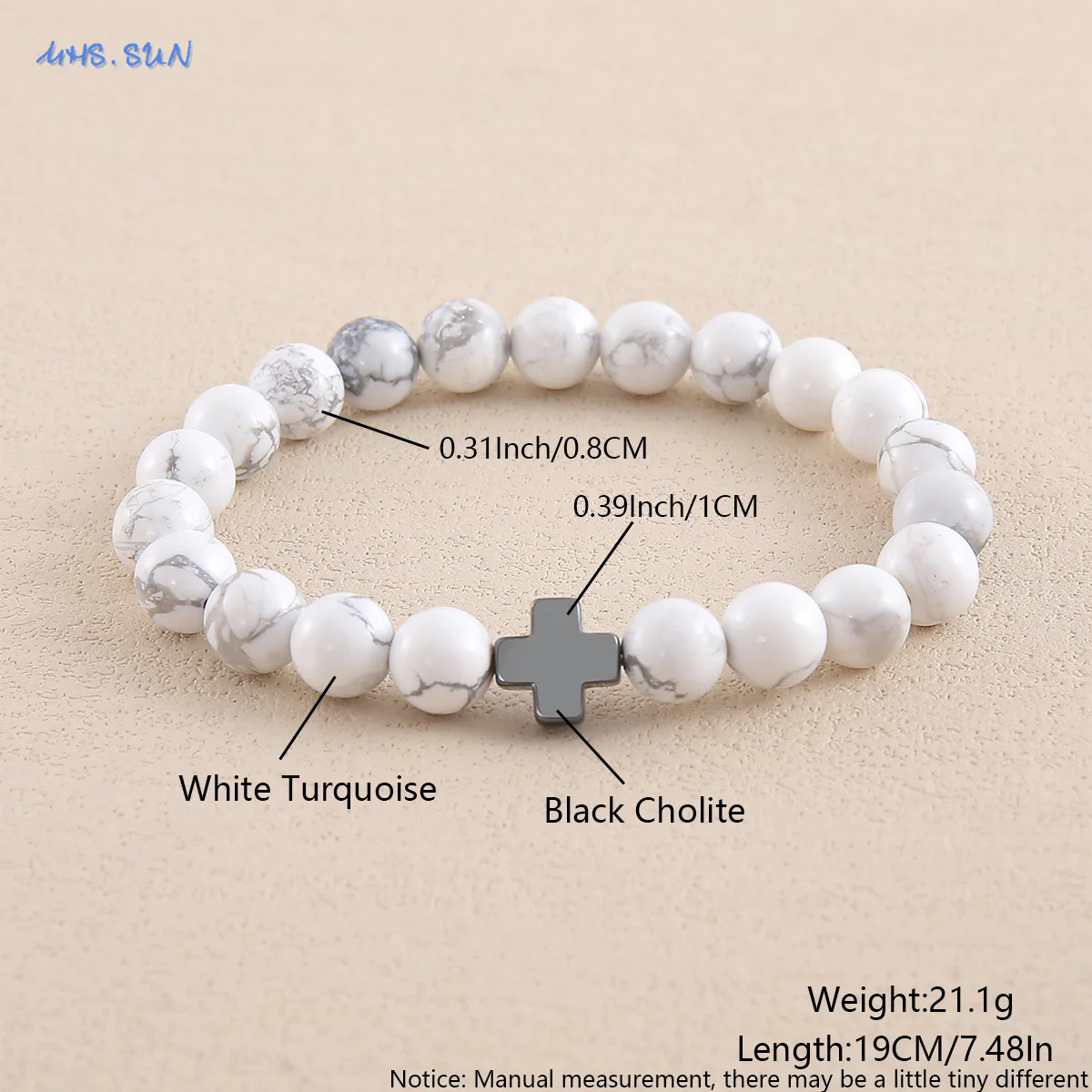 Mhs. sun Männer Naturstein Perle Kreuz Armband schwarz Gallenstein weiß Kiefer Lava Tiger Augen Stein Holz Perle Armbänder Schmuck Geschenke – Detail 26