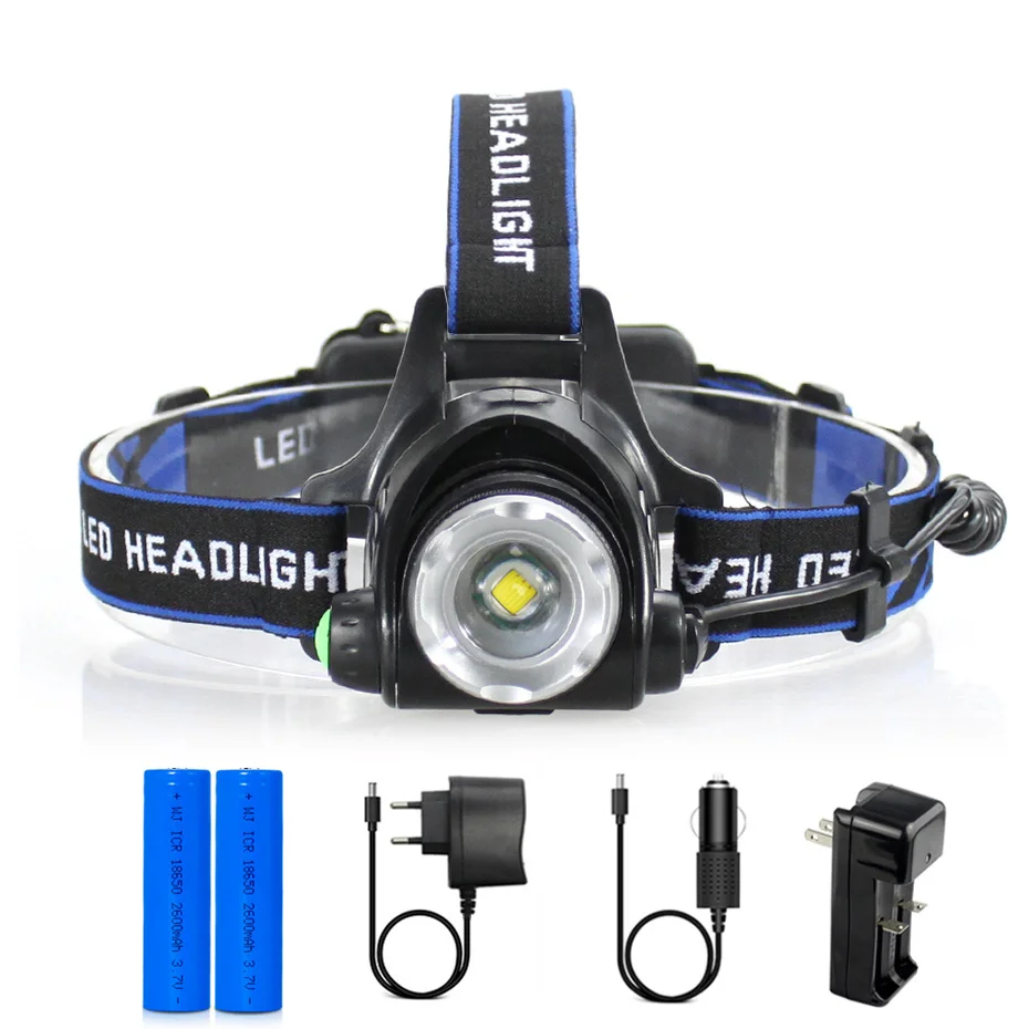 

Outdoor Fishing Headlamps 3 Modes Zoomable 2000 Lumen Head Torch Flashlight T6 Waterproof Led Head Lights for Hunting Camping
