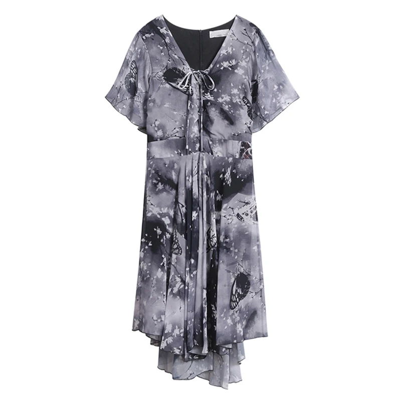 Women floral Chiffon Flower Dress 2026 trends new in Ladies Elegant V Neck short Sleeve korean style Summer Dress Female Clothes 6