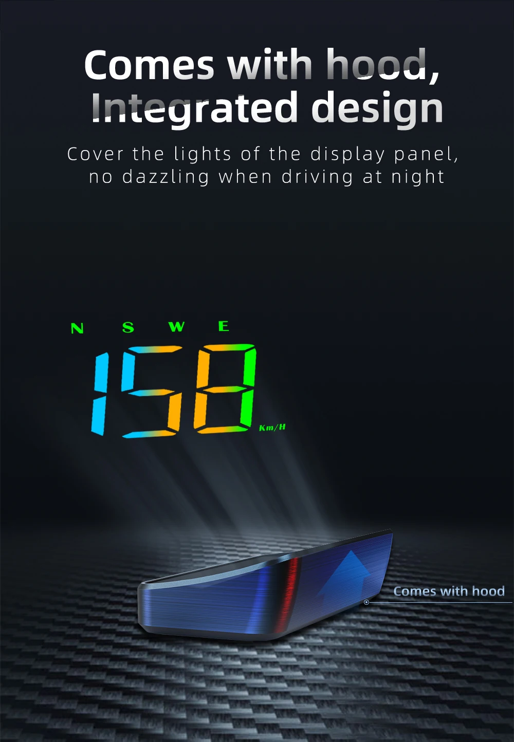 M2S HUD Head-Up-Display GPS Digitaler Tachometer Windschutzscheiben-Projektor Plug-and-Play Auto-Kompass Geschwindigkeitsmesser Auto-Zubehör – Detail 9