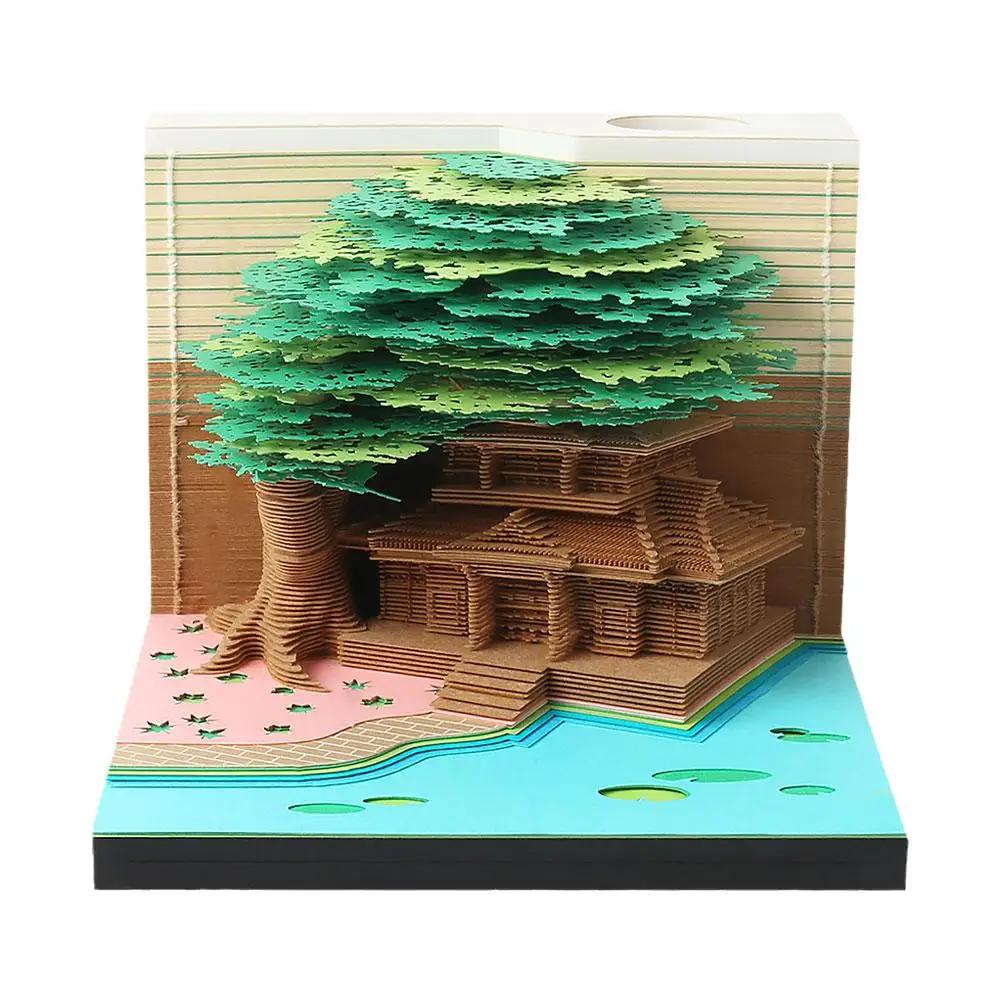 LED 오모시로이 블록 포함 DIY 스티커 메모, 3D 메모 패드, 결혼 선물, 생일 큐브 조각 노트, 종이 웨딩 패드 트리, E3J6 아님