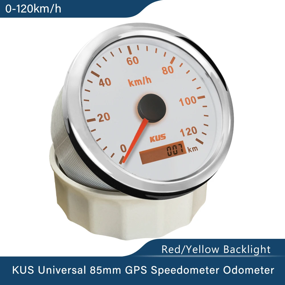 KUS-Jauge de compteur de vitesse GPS pour voiture et moto, rétroéclairage rouge et jaune, 0-120 km/h, 0-200 km/h, 85mm, RL UTV, le plus récent