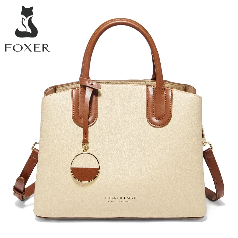

FOXER Brand Women Split Leather Handbag Female High Quality Shoulder Crossbody Bag Stylish Dating Lady Office Medium Casual Tote
