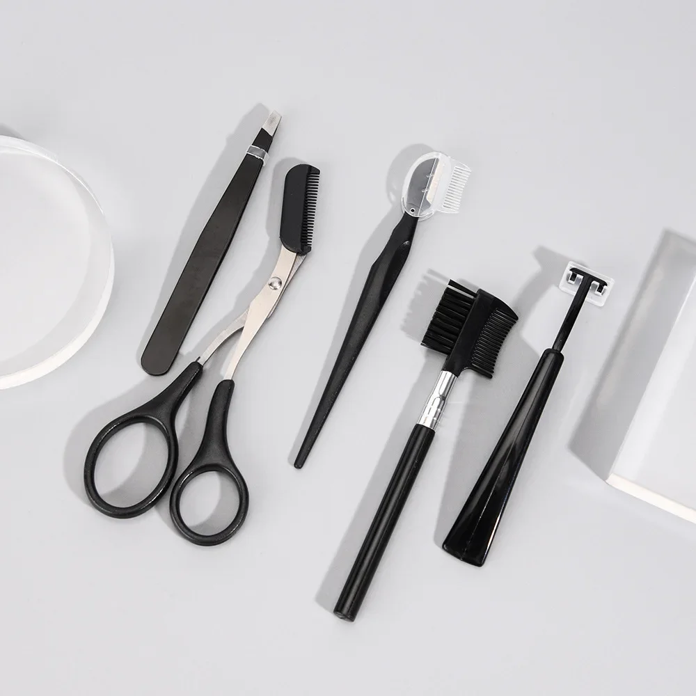 2-17 PCS Eyebrow Trimmer Set Eyebrow Razor Scraping Comb Razor Clip Scissors Tweezers Makeup Tools Sets