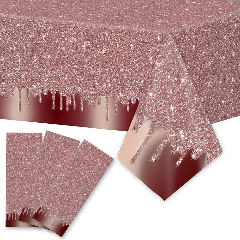 

Rose Gold Bachelorette Party Tablecloths Printed Plastic Disposable Glitter Diamonds Birthday Table Cover Decor Girl Wedding