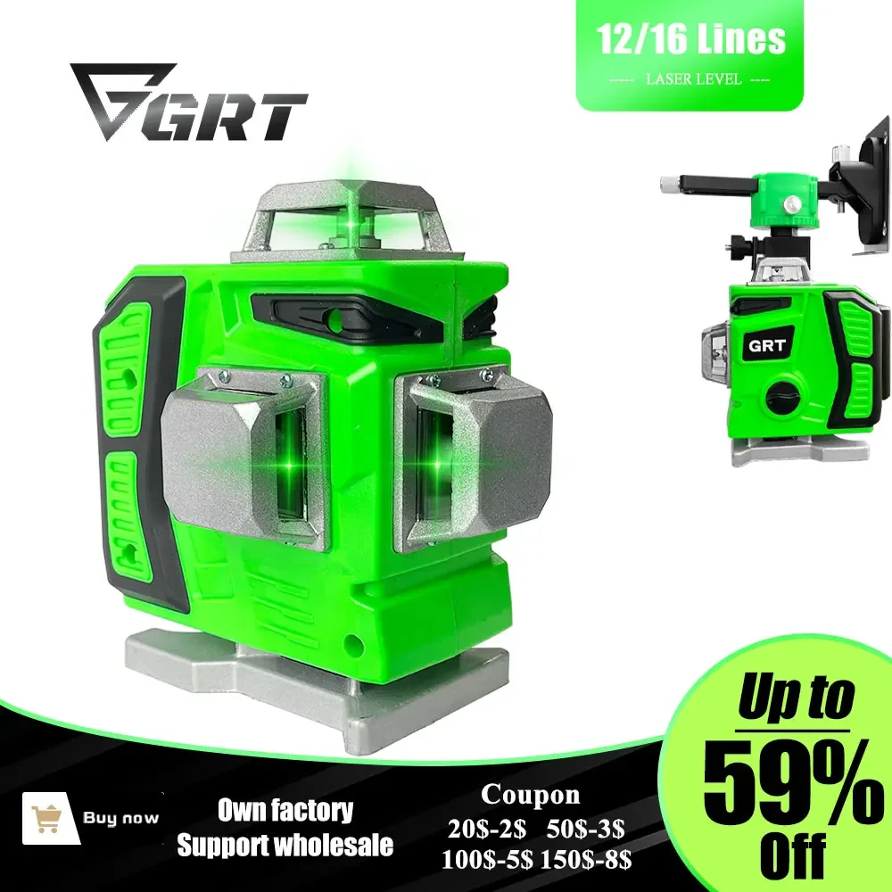 

GRT Laser Level 12 Lines Self-leveling 360 Horizontal And Vertical Cross Green and Blue Laser Line With Tripod nivel láser лазер