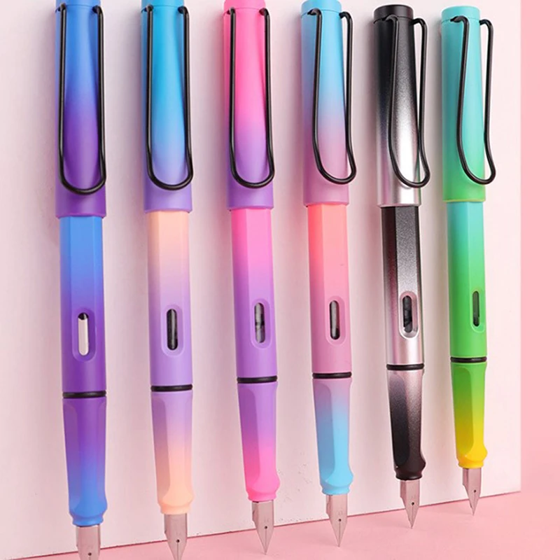 

1PC New Gradient Color Fountain Pen Fashion Popular Plastic Colorful Classic Business Gift Ink Pens Nice Office Pen Gift