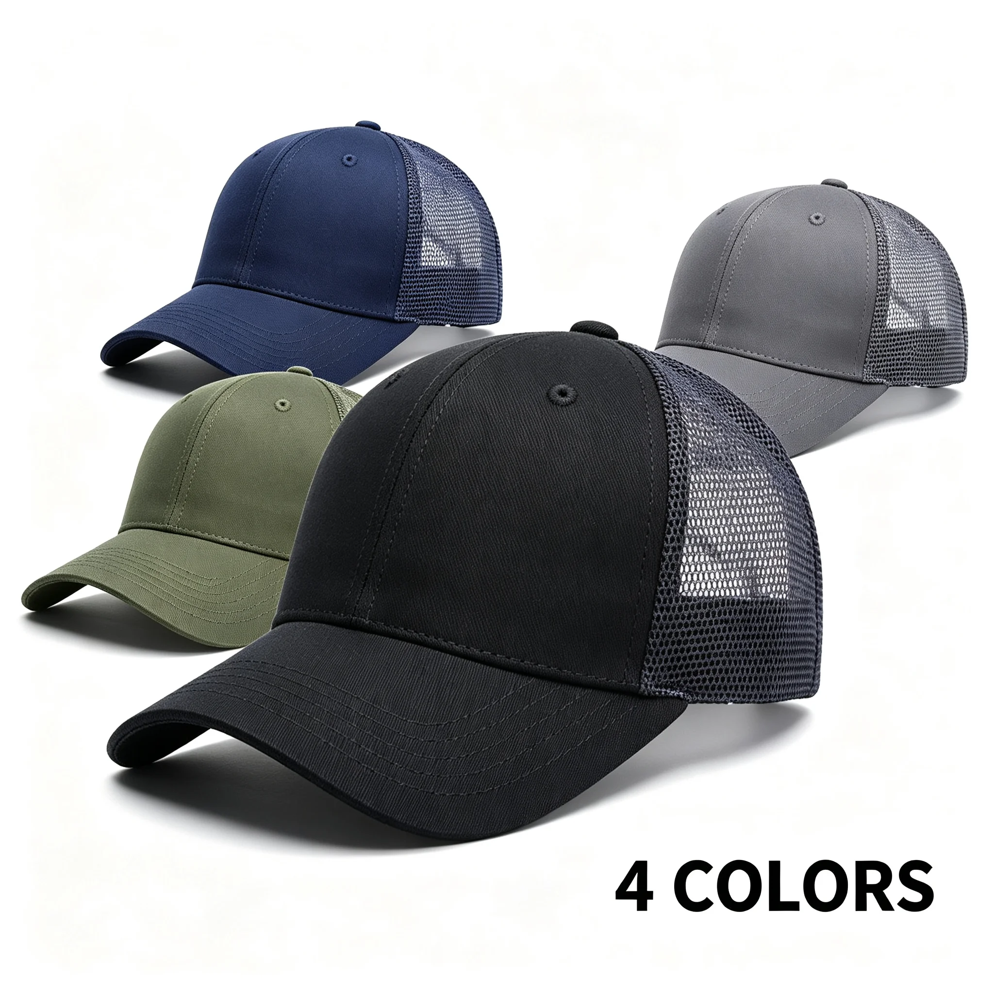Größen 55–60 cm, verstellbare Snapback-Baseball-Trucker-Basic-Baseballkappe, einfarbig, für Herren und Damen, Mesh-Arbeit, Spleißen, Unisex, mehrere