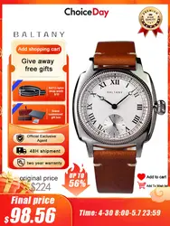 Baltany 1926 VD78 Quartz Oyster Tribute Men's Watch Luxury Sapphire Glass Leather Waterproof Sports 10 Bar Classic reloj hombre