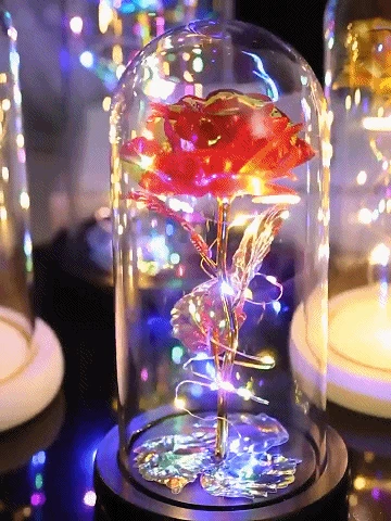 Luz de la Bella y La Bestia, cubierta de cristal de flor rosa, lámpara LED  con batería, regalo de cumpleaños, Día de San Valentín para mamá, regalo  para madre, 2022| | - AliExpress