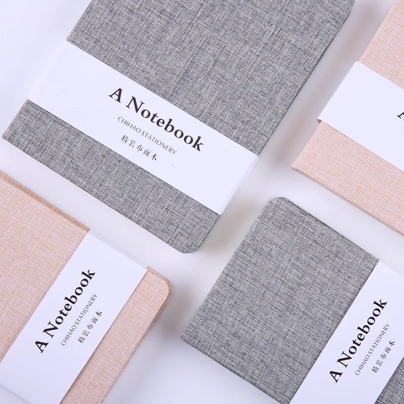 A6:간단한 단색 천 핸드 레저 크리 에이 티브 미니 노트 일기 포켓 노트 학생 라인 및 공간 노트