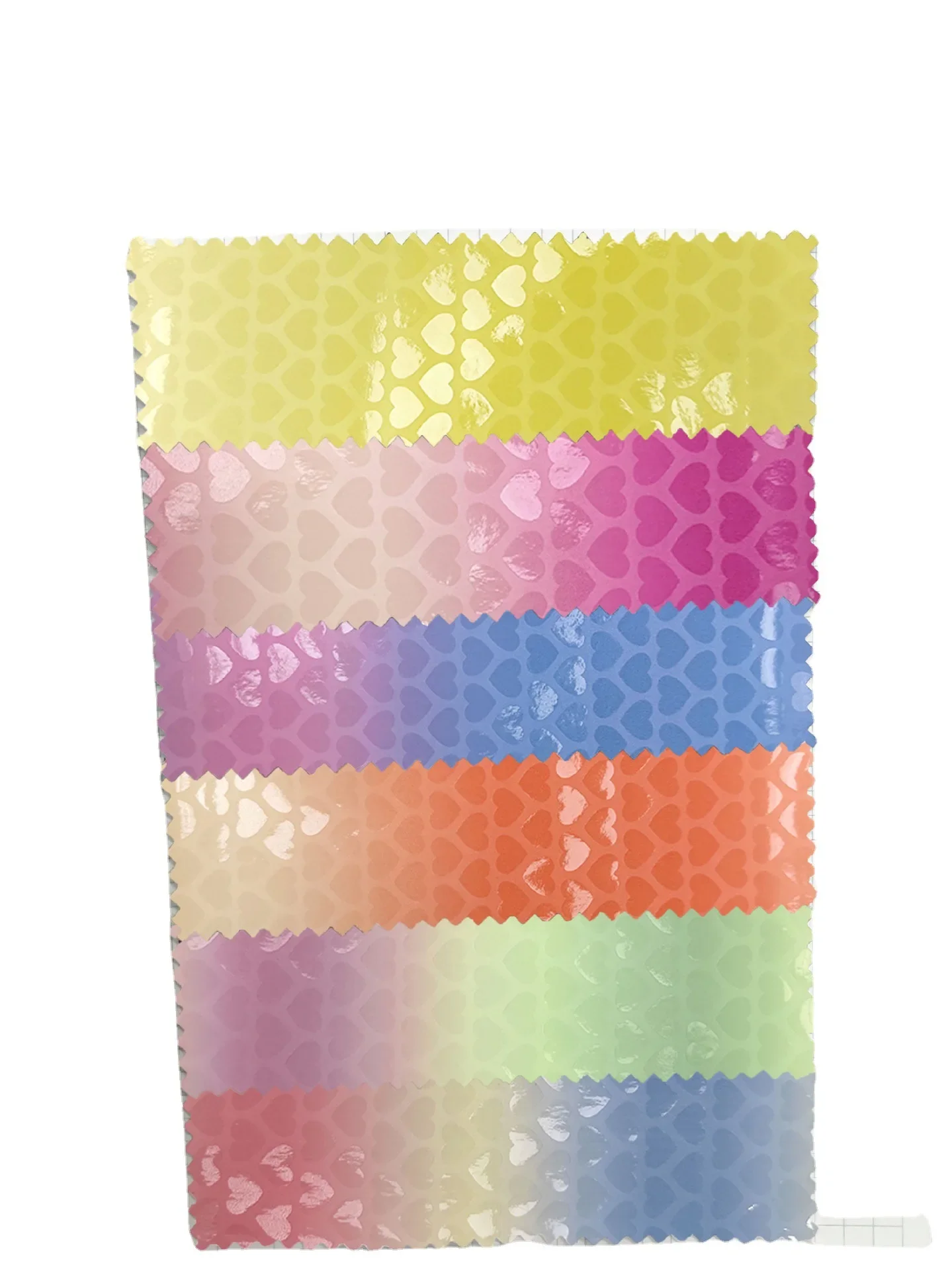 New Mirror Rainbow Gradient Heart Embossed Leather PU Leather Handbag Box Bag Shoe Material Furniture Fabric