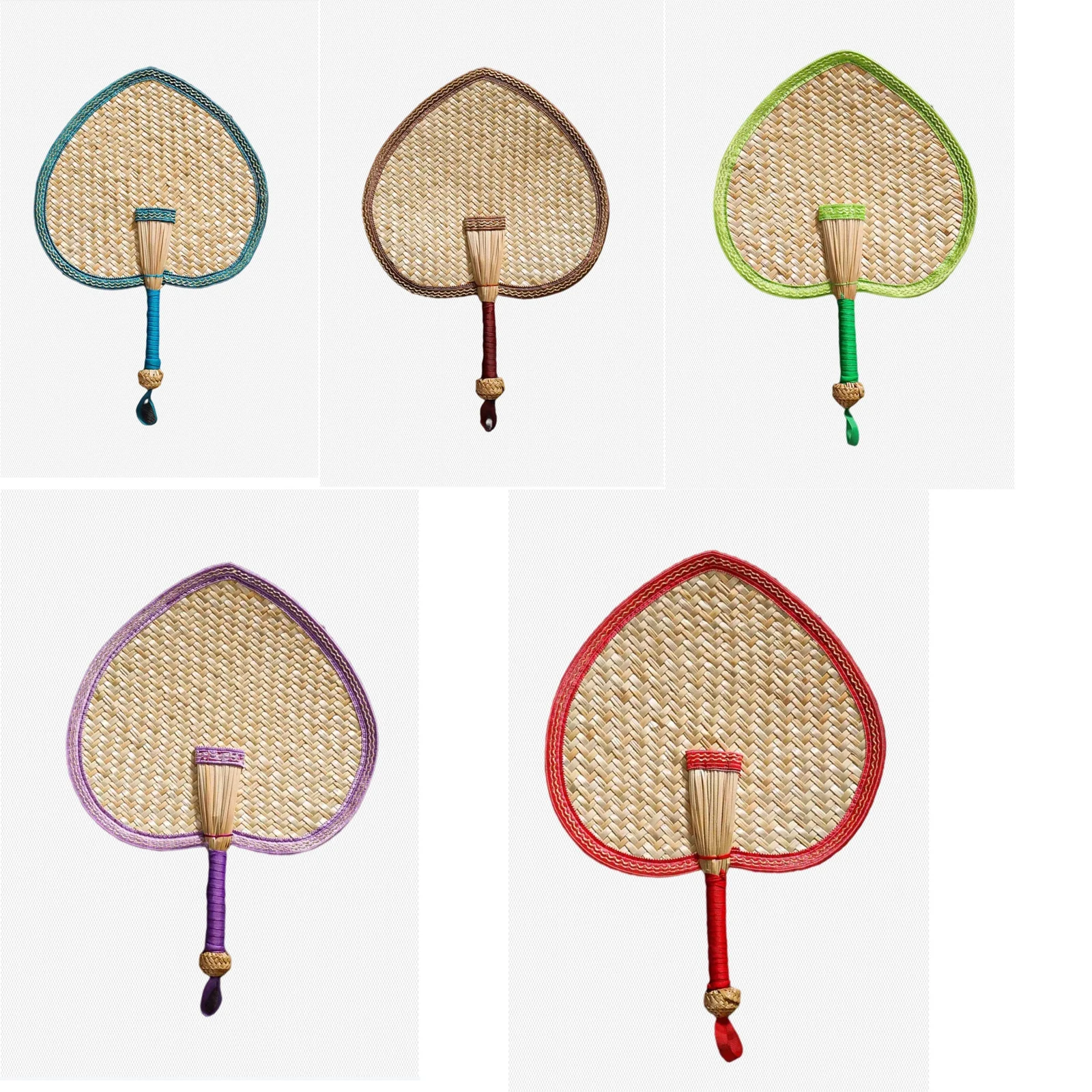 

Handmade Peach-Shaped Bamboo Weave Fan Summer Cooling Hand Held Large Futon Fan Creative Colorful Hand-Rocking Fan Sunflower Fan