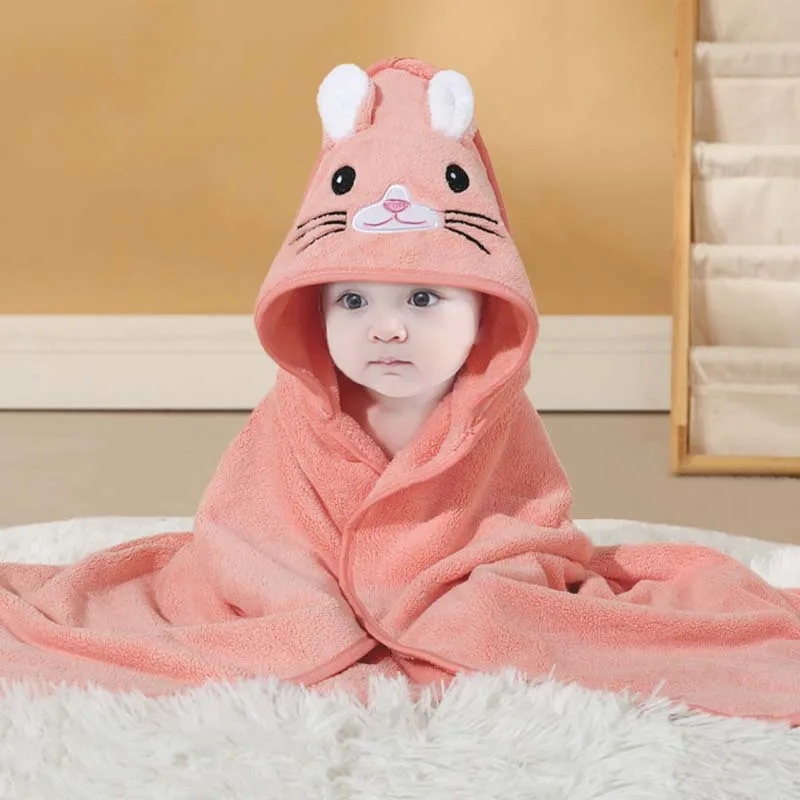 Cartoon Baby Cloak Poncho Mother and Baby Bag Coral Fleece Bath Hooded Cusheet towel cloak