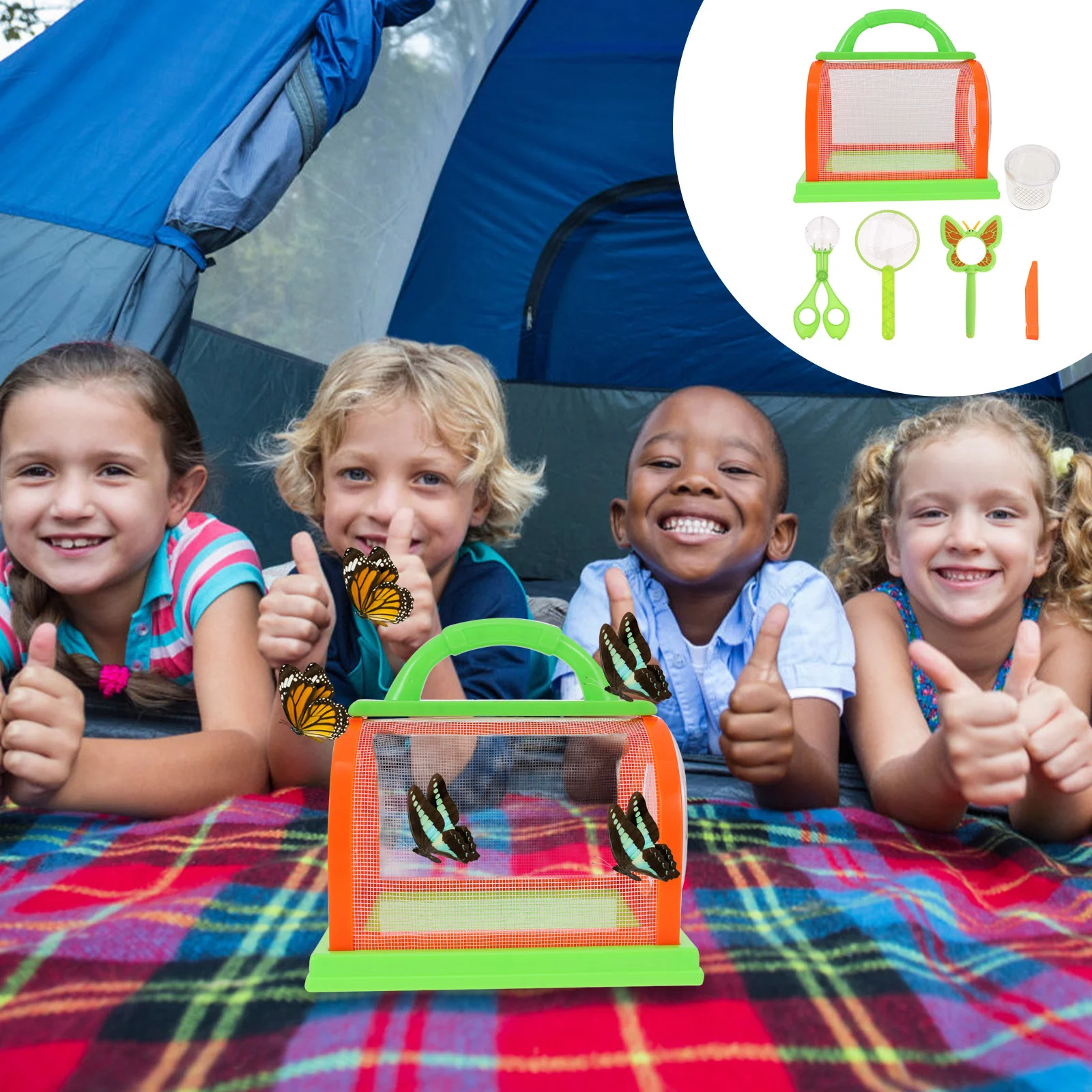 

1 Set Bug Bungalow Insect Catching Kit Bug Toys Insect Cage With Carrying Handle Portable Bug House Dragonfly Cage Outdoor