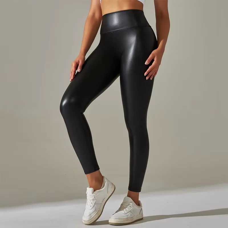 Trendy New Women's Leggings High Waisted Tight and Sexy Faux Leather Pants Colorful Yoga Pants for Women