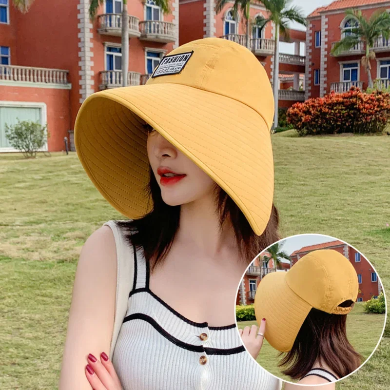 Women Hat Summer UV Protection Fashionable Large Brim Sun Protectioncap Beach Hats Ponytail Travel Visor Panama sun hat women hat