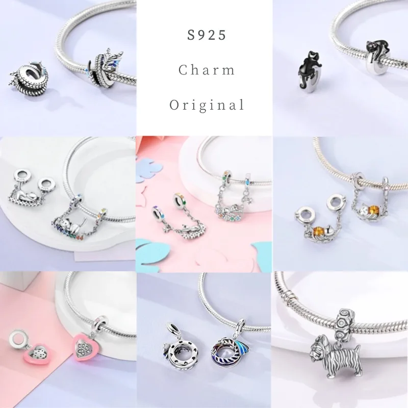 925 Sterling Silver Animal Giraffe Rabbit Charms Owl Snake Elephant Flamingo Monkey Pendant For Original Bracelet Jewelry charm jewelry sterling silver jewelry beads charms animal charm jewelry sterling silver beads silver charm bead charm bead beads jewelry sterling silver beads charm loose gemstone jewelry