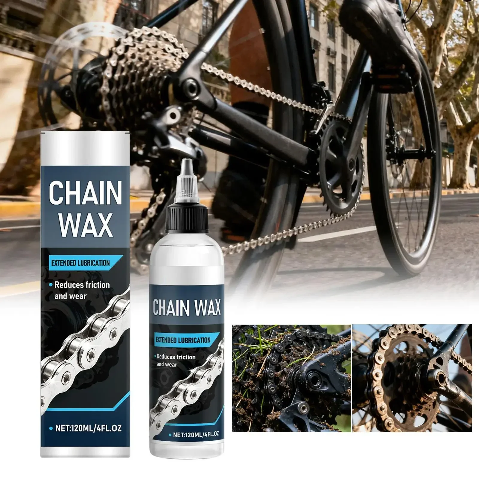Wax-Based Bike Chain Lube 120ml Dry & Wet Conditions MTB Road