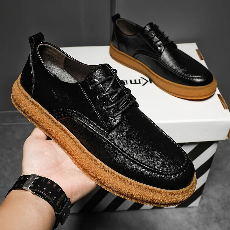ZFTL Men's Casual shoes Genuine Leather luxury shoes Man Sneakers Gradient British Business Formal Platform Leisure