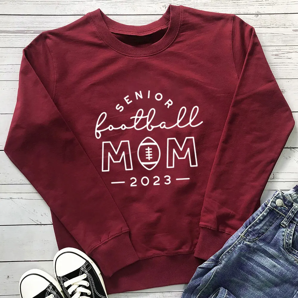 

Senior Football Mom 2023 100%Cotton Women Sweatshirt Mother's Day Sweatshirt Women Funny Casual Long Sleeve Top Gift for Mom