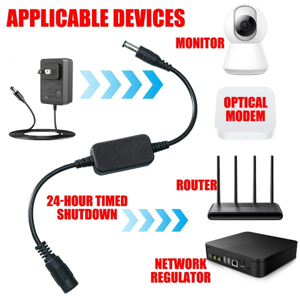 라우터 재부팅 케이블 WiFi 자동 재시작 타이머 24시간 전원 차단 리셋 컨트롤러 광 모뎀 재부팅 케이블 WiFi 재부팅 장치