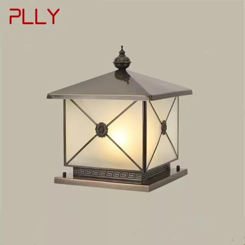 PLLY Outdoor Electricity Post Lamp Vintage Creative Chinese Brass  Pillar Light LED Waterproof IP65 for Home Villa Courtyard