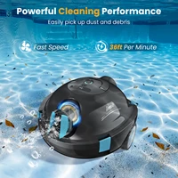 INSE Automatic Cordless Robotic Pool Cleaner,90 Mins Runtime,Self-Parking,for Flat Above/In-Ground Pool up to 65 Feet/1100 Sq.Ft 2