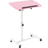 Portable Multifunctional Removable Laptop Desk with Wheels Bed Sofa Books Snack Pink 4