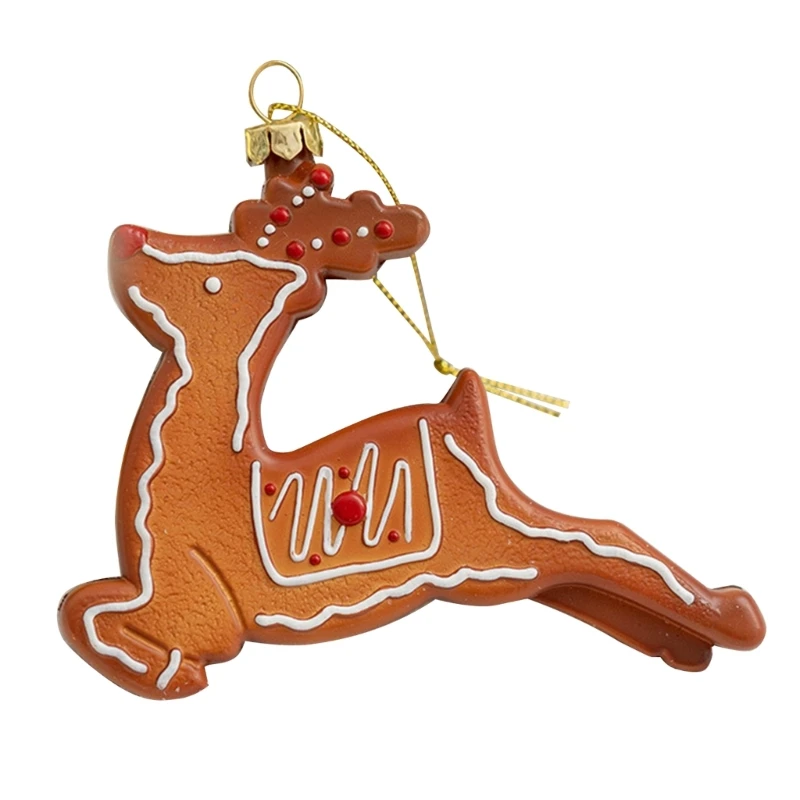 W3JA Gingerbread Man House Christmas Ornament Resin Hanging Pendant XmasDecor Snow