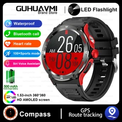 Next-Gen Outdoor Sport Smart Watch for Men - GPS Fitness Tracker with Compass, LED Flashlight, and 3ATM Waterproof Technology (Red)
