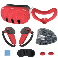 7 - Piece VR Accessory Set: Enhanced Protective Covers and Grips (Red)