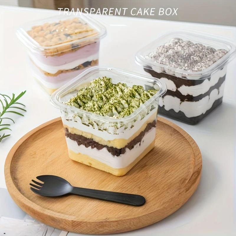 10/25/50 Pcs Transparent Cake Boxes, Disposable Plastic Tiramisu Dessert Cups, Bowls, C... - SKU TCB01937 - UGI Packaging