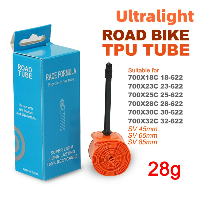

Ultralight Bicycle Inner Tube Road Bike Bicycle TPU Inner Tire 65mm Length French Valve 700C 18 25 28 32 Super Light Tube