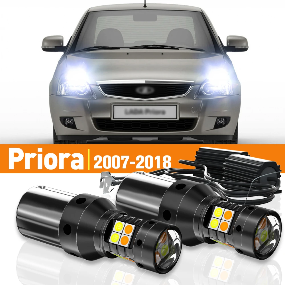 

2x LED Dual Mode Turn Signal+Daytime Running Light DRL For Lada Priora 2170 2171 2172 2007-2018 Accessories Canbus