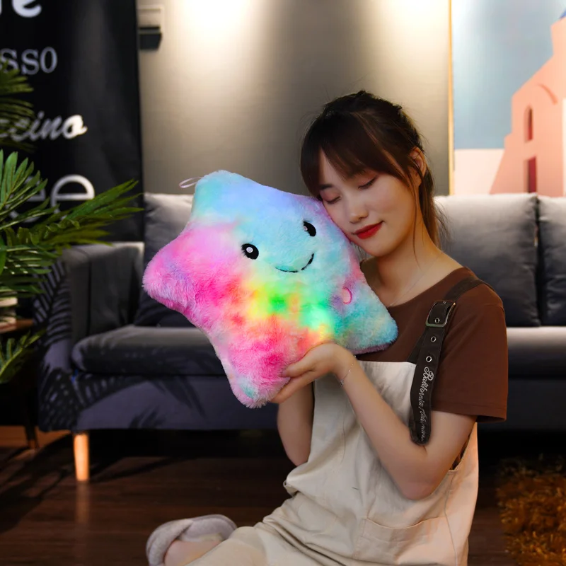 Cute Led Light Star Pillow Stuffed Soft Star Luminous Throw Pillow Cushion With Colorful Light Child Girls Christmas Gift For plush toy