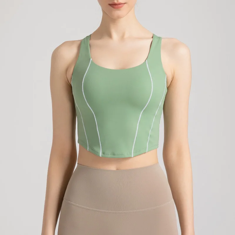 

Spring Widened Hem Sports Underwear, Fitness Yoga Vest, Women's One-piece Bra, Outerwear Top 2023 Tank Top Women